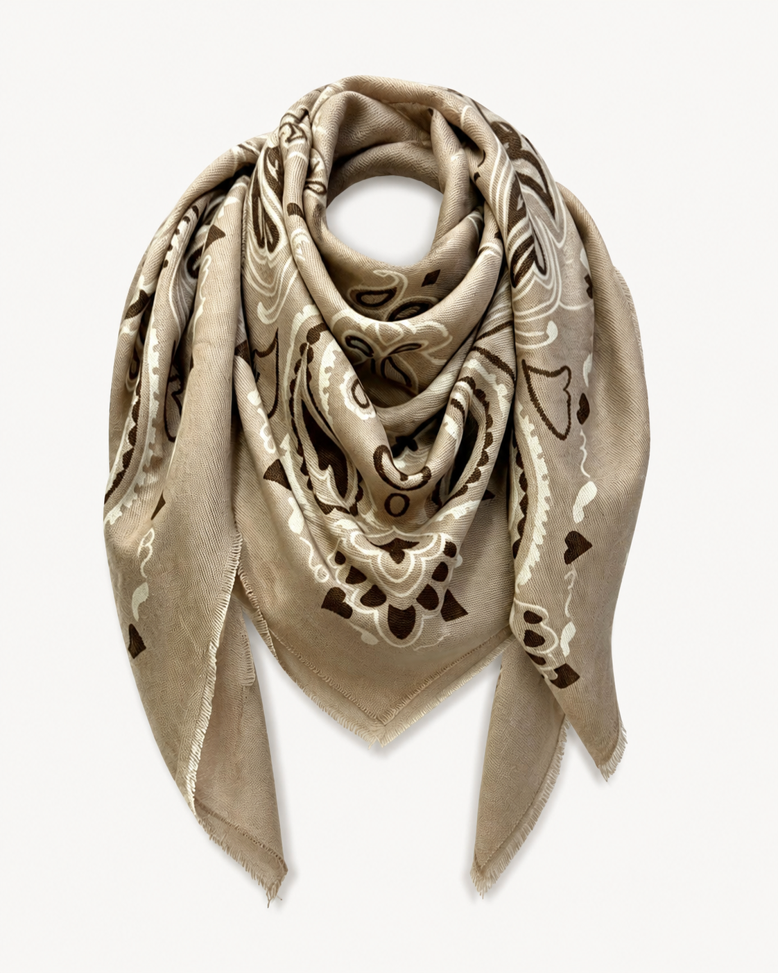 Foulard imprimé bandana/paisley taupe