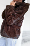 Veste à capuche en fausse fourrure chocolat