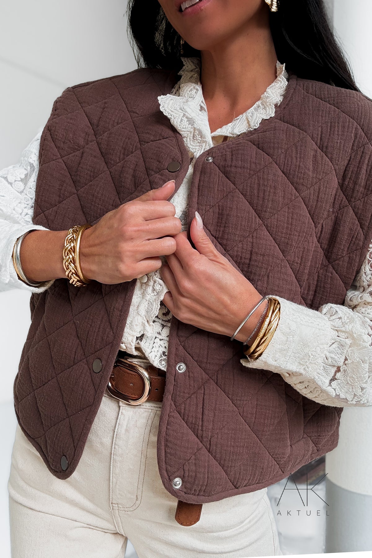 Gilet matelassé sans manches chocolat