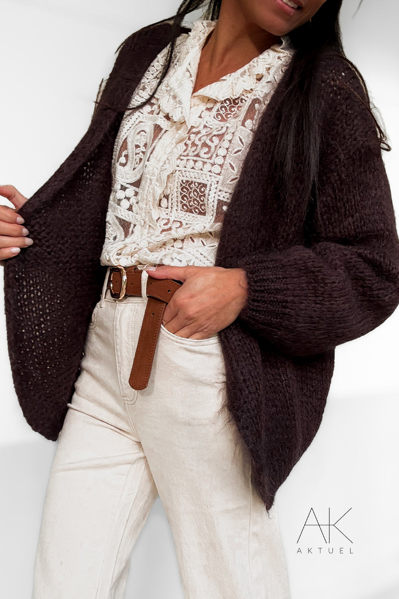 Gilet en grosse maille chocolat