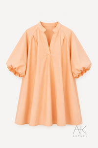 Robe courte manches ballon orange saumon