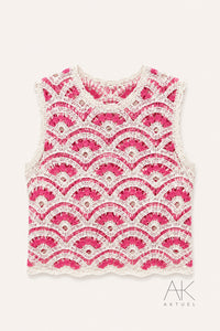 Top crochet ajouré rose