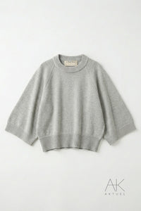 Pull manches 3/4 gris clair