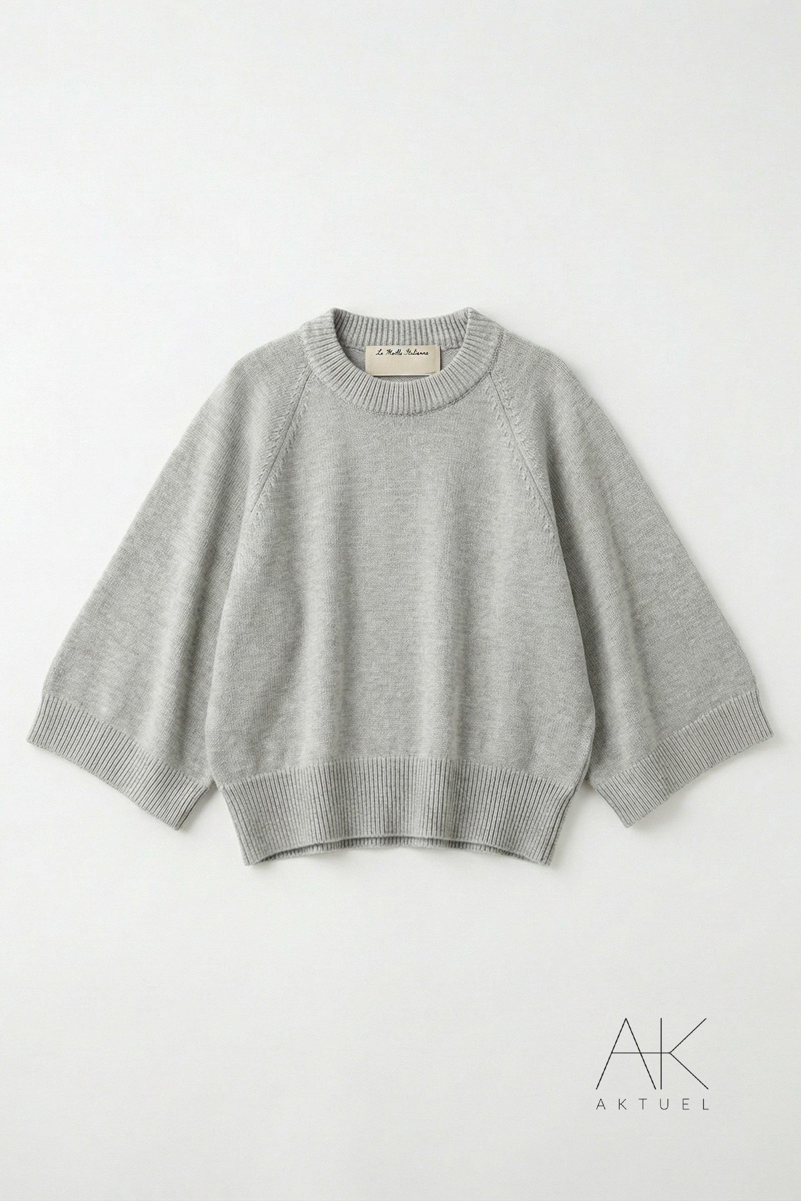 Pull manches 3/4 gris clair