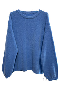 Pull en maille bleu baby alpaga col rond