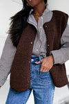 Gilet sans manches en sherpa chocolat