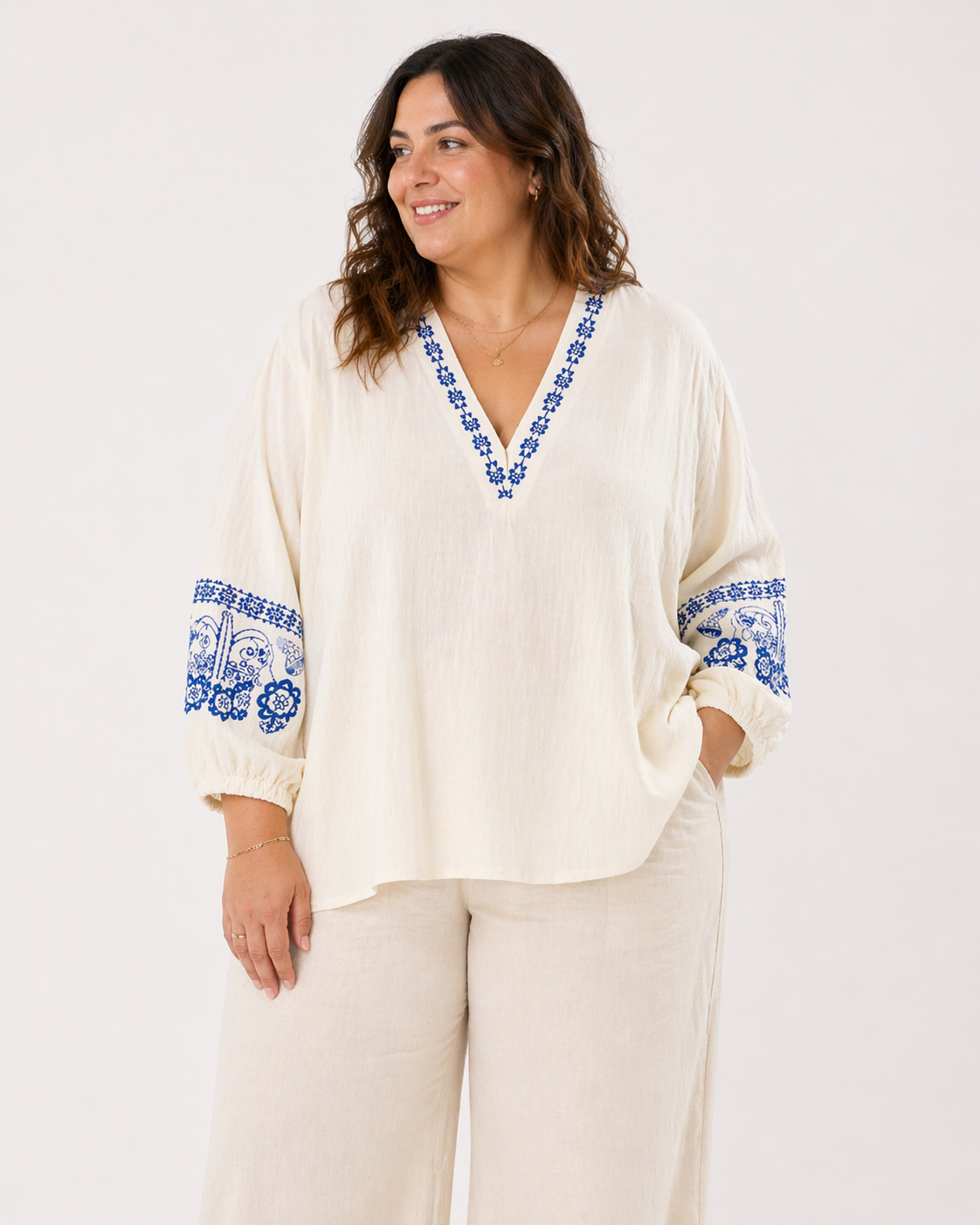 Blouse brodée bohème – grande taille