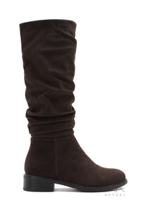 Bottes plates suédine marron