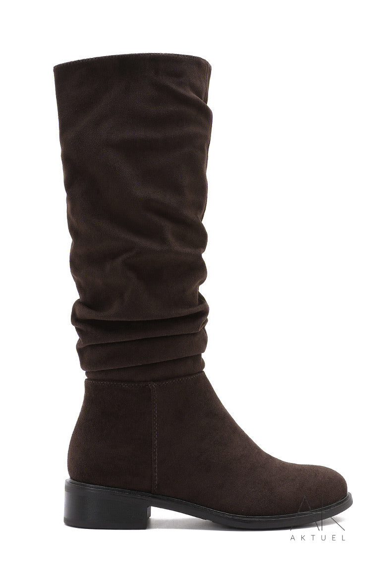 Bottes plates suédine marron