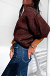 Pull chocolat mohair à manches courtes