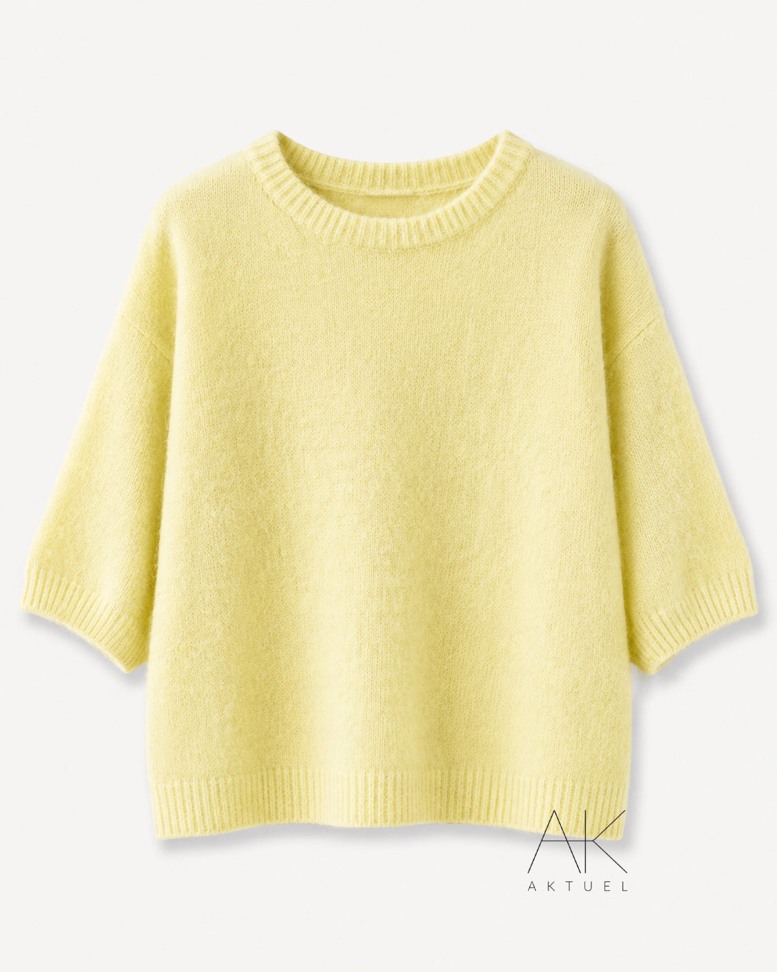 Pull jaune alpaga à manches courtes