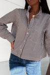 Chemise rayée marron et blanche