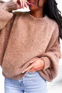 Pull beige en maille épaisse