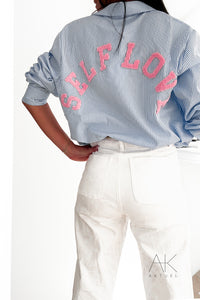 Chemise rayée bleu “SELF LOVE”