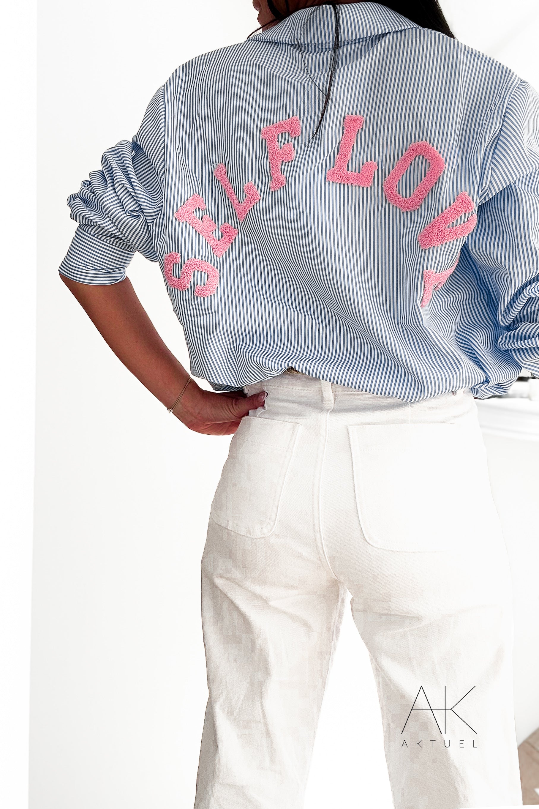 Chemise rayée bleu “SELF LOVE”