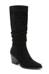 Bottes santiag hautes suédine noir à talon