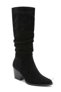 Bottes santiag hautes suédine noir à talon
