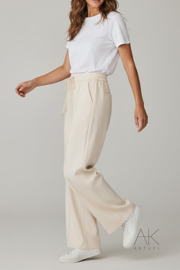 Pantalon fluide beige à nouer