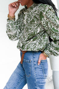 Chemise imprimée verte