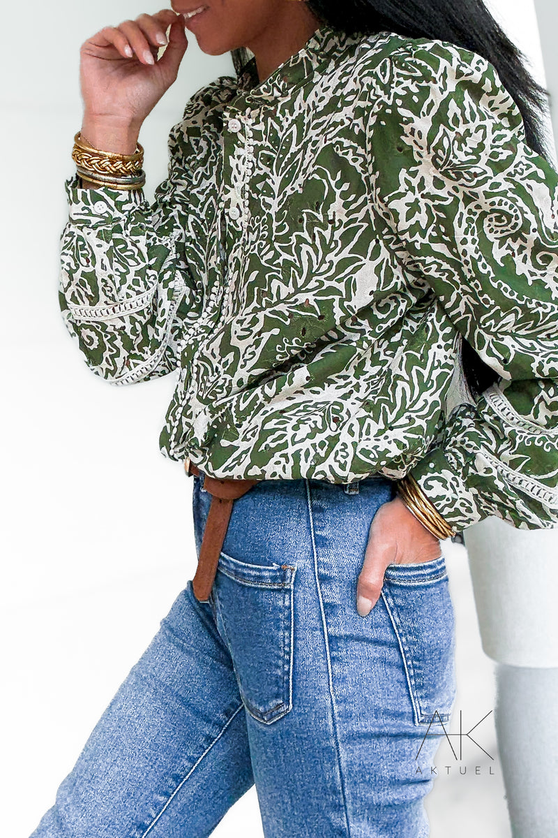 Chemise imprimée verte