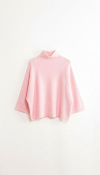 Pull à col montant rose