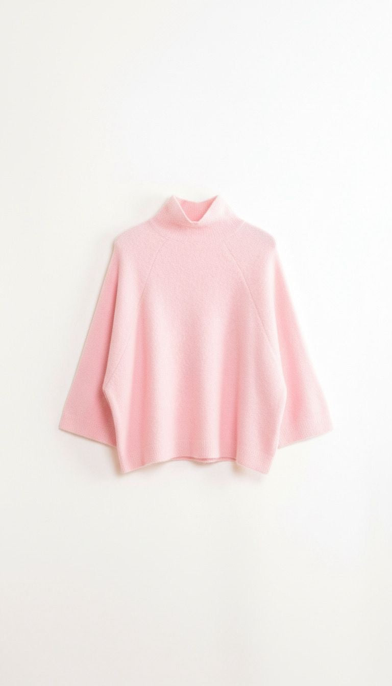 Pull à col montant rose