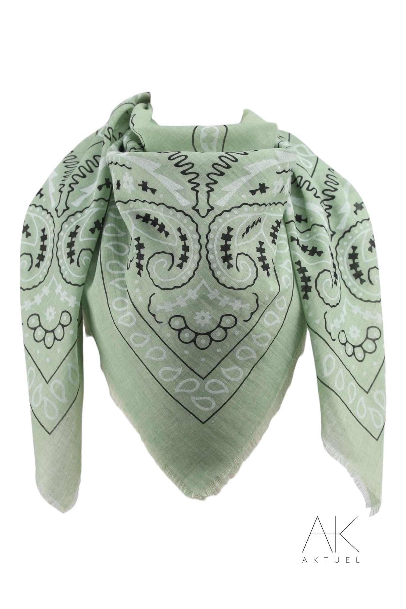 Foulard bandana vert pastel à motifs