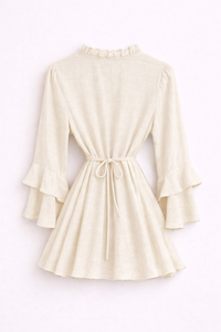 Robe courte écru fluide à nouer