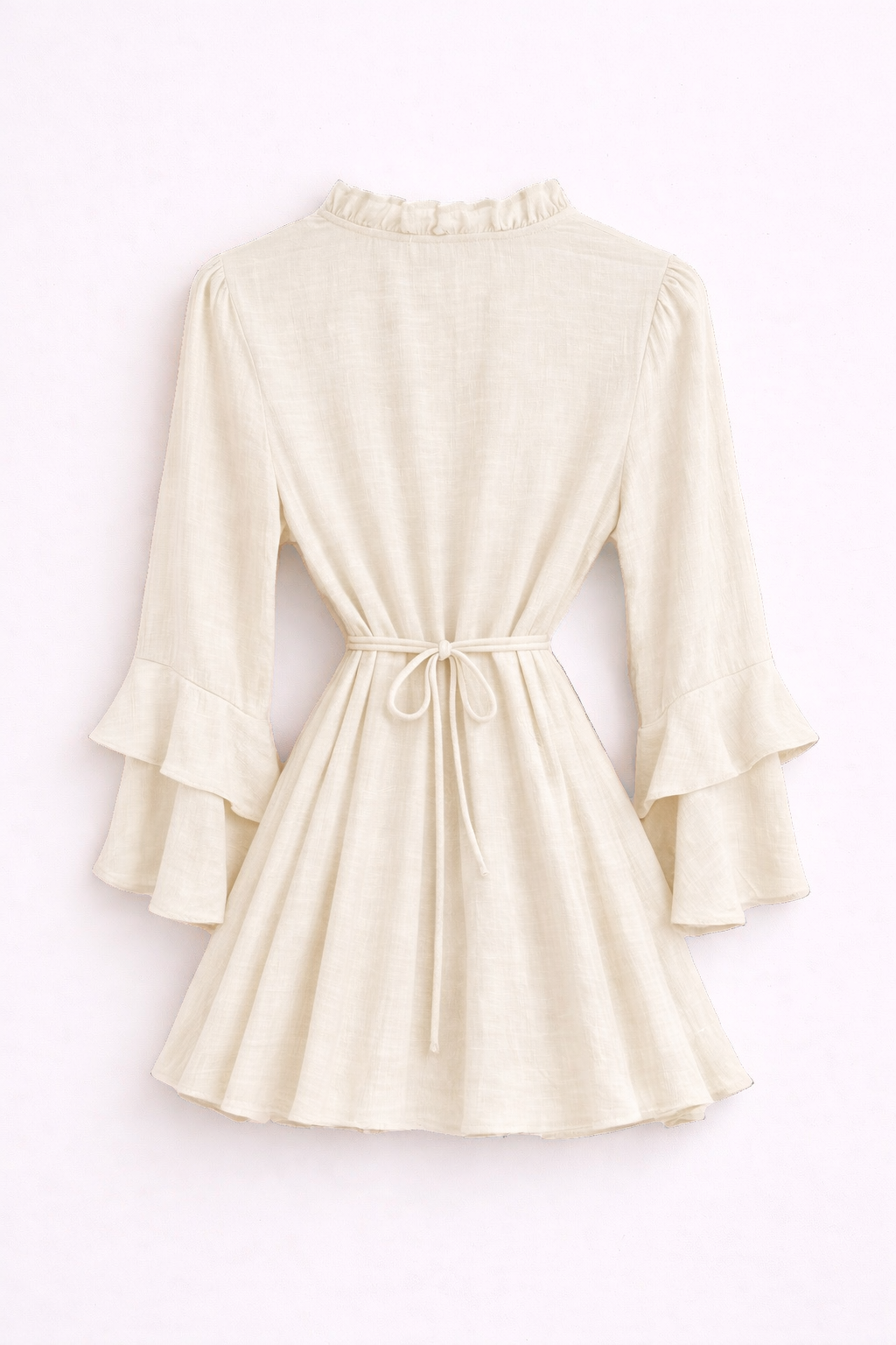 Robe courte écru fluide à nouer