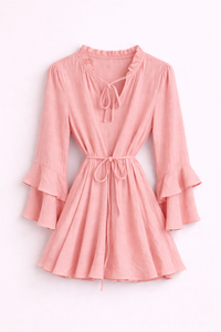 Robe courte rose fluide à nouer
