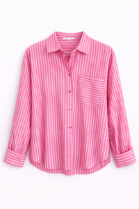 Chemise rose à rayures blanches