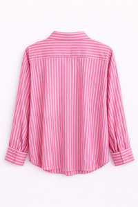 Chemise rose à rayures blanches