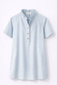 Robe denim rayée bleu ciel