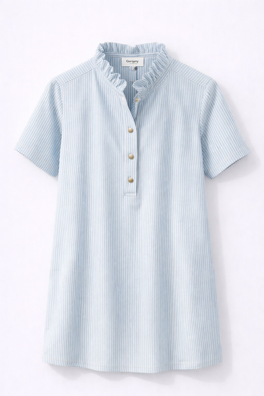 Robe denim rayée bleu ciel