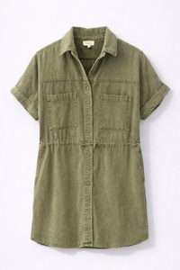 Robe chemise denim kaki