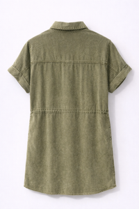 Robe chemise denim kaki