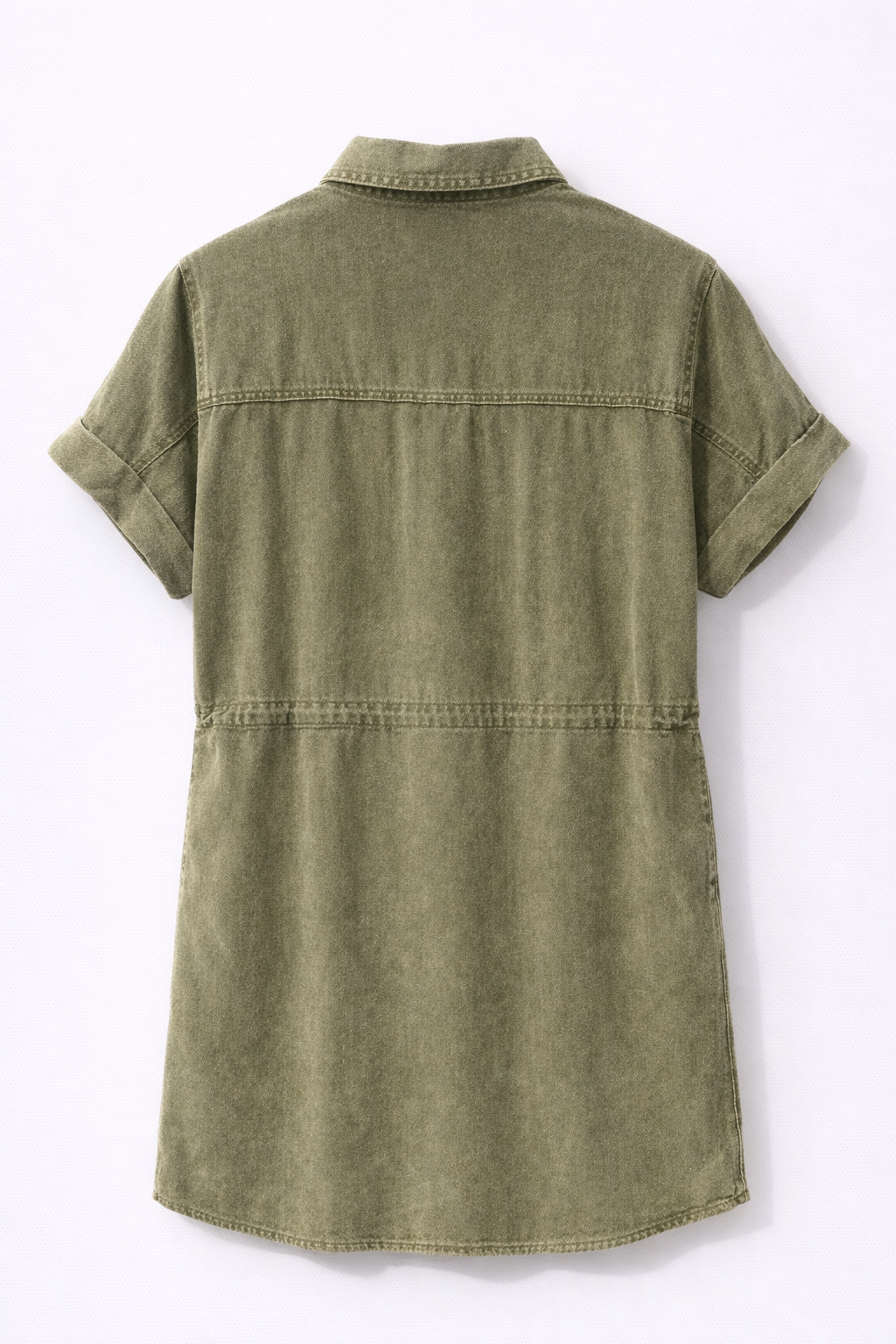 Robe chemise denim kaki