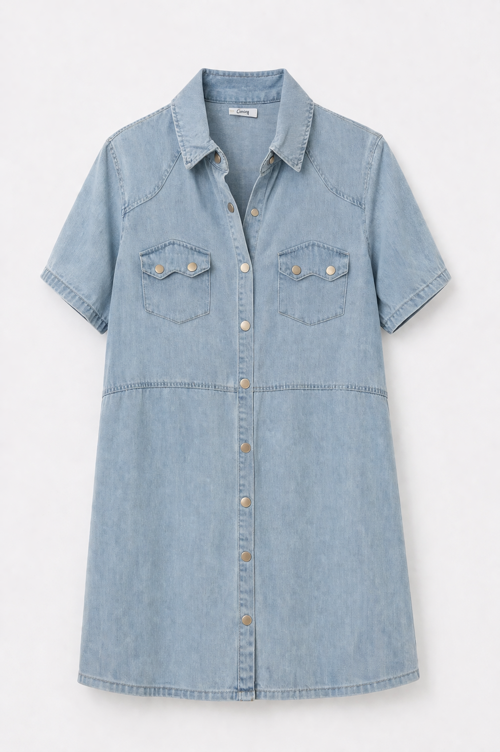 Robe chemise denim bleu clair