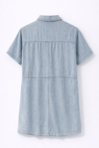 Robe chemise denim bleu clair