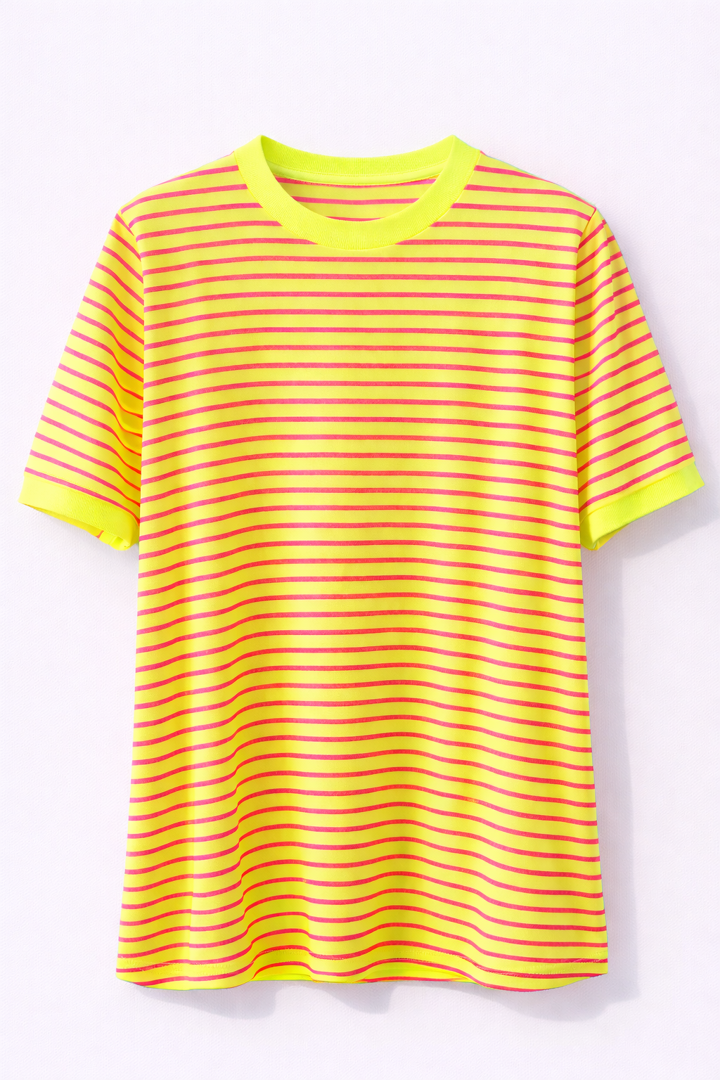 T-shirt marinière jaune et rose fluo