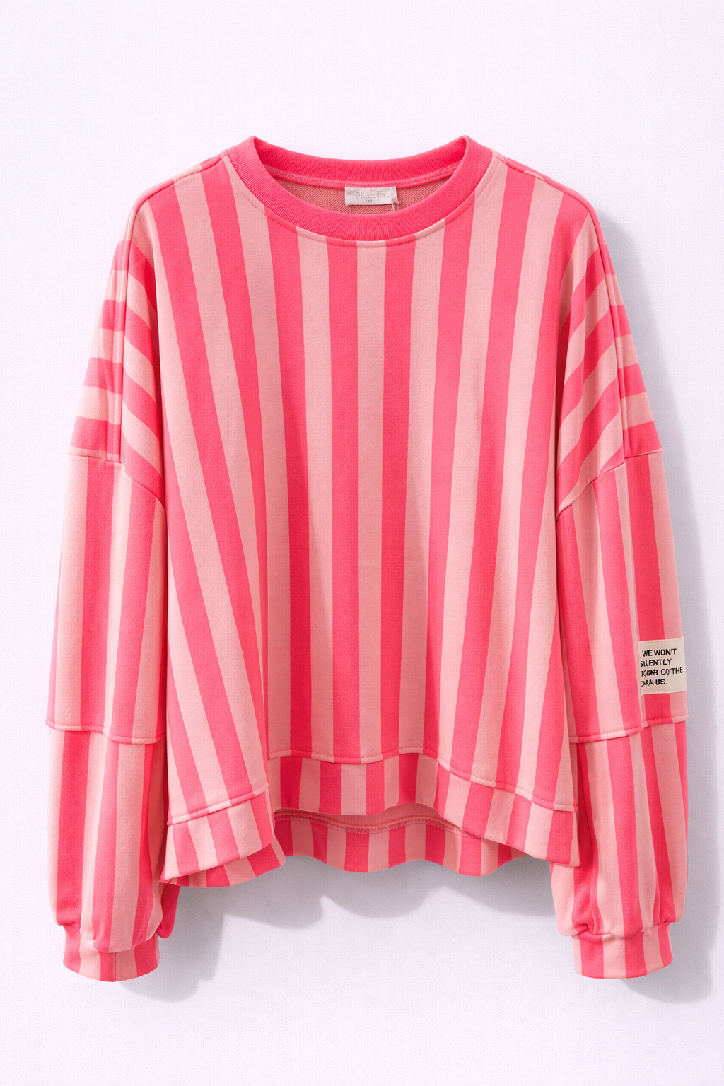 Sweat oversize rayé rose