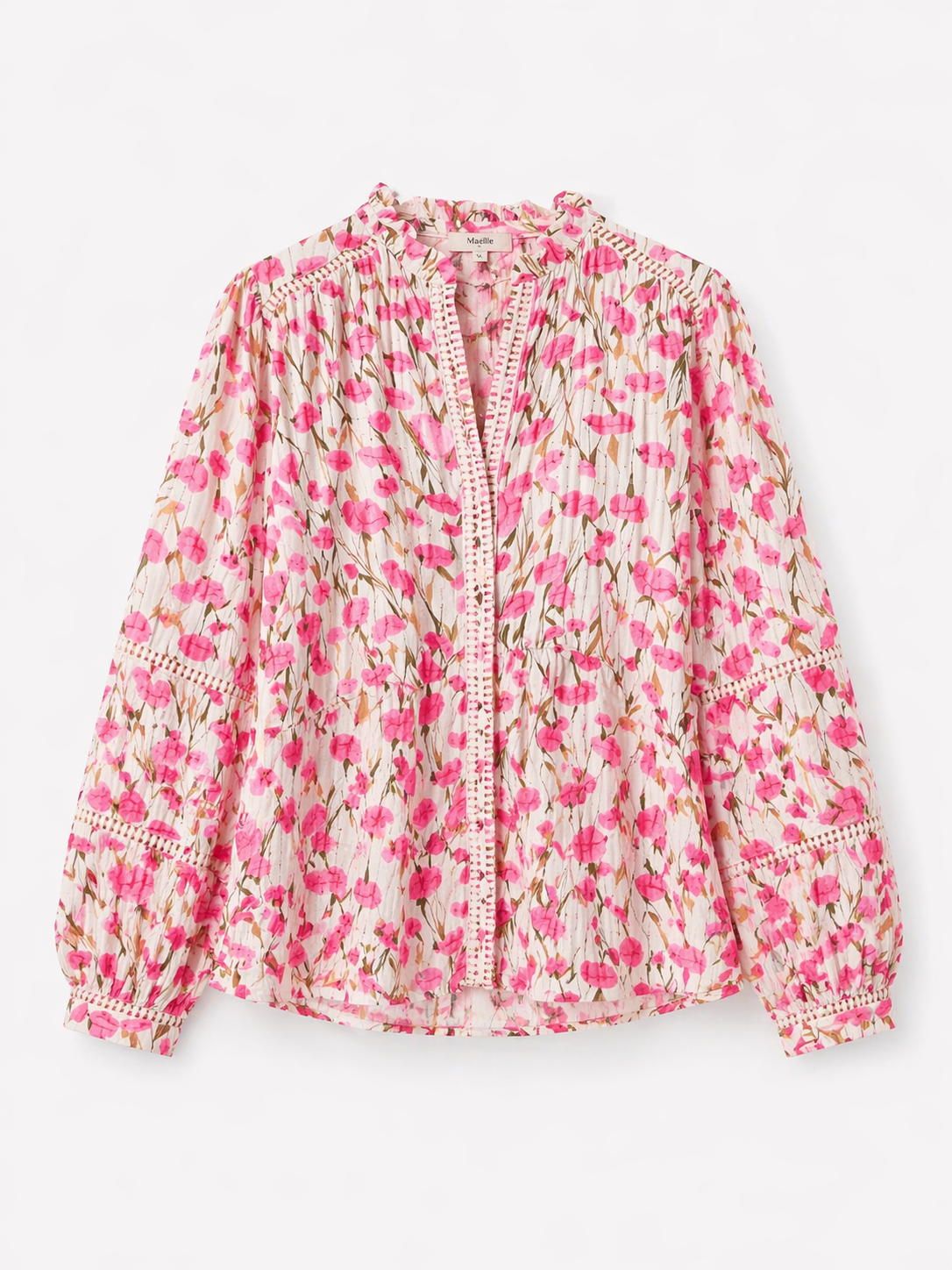 Blouse rose fleurie bohème – grande taille