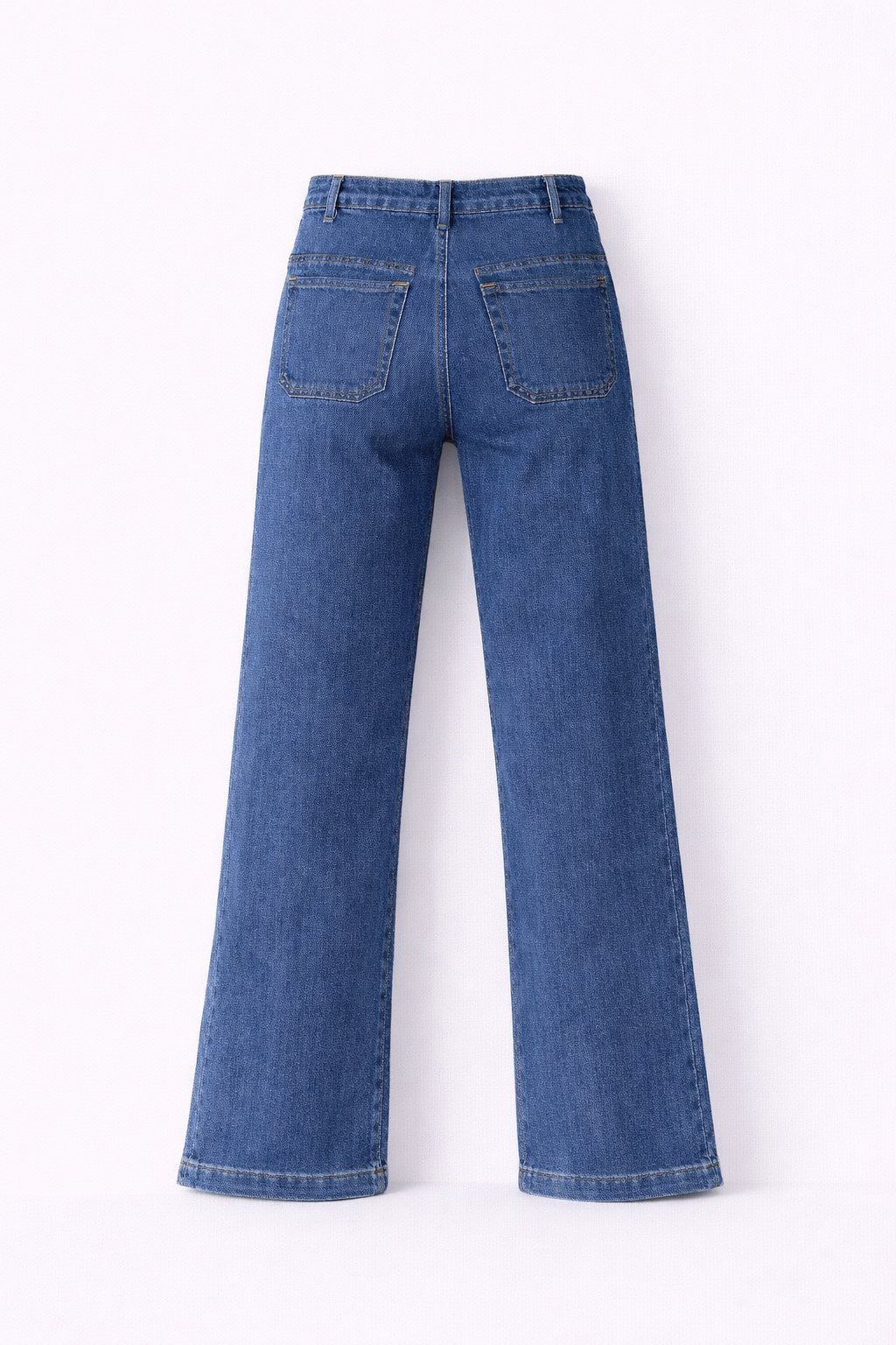 Jean wide bleu taille haute boutonnée - Oraije