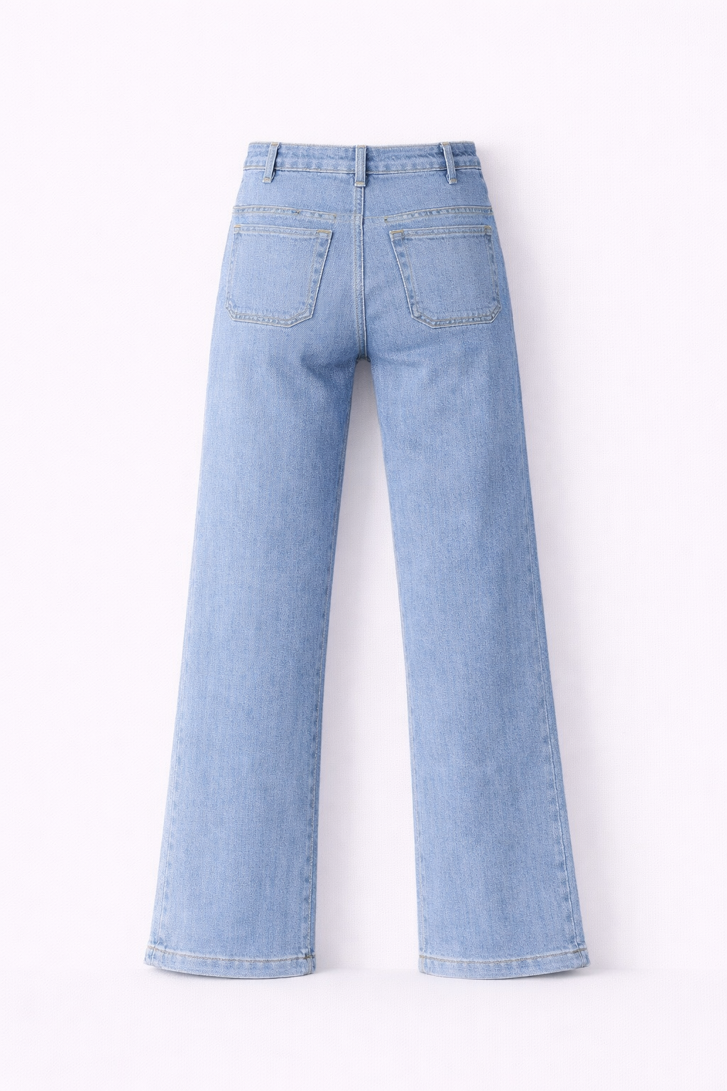 Jean wide bleu clair taille haute boutonnée - Oraije