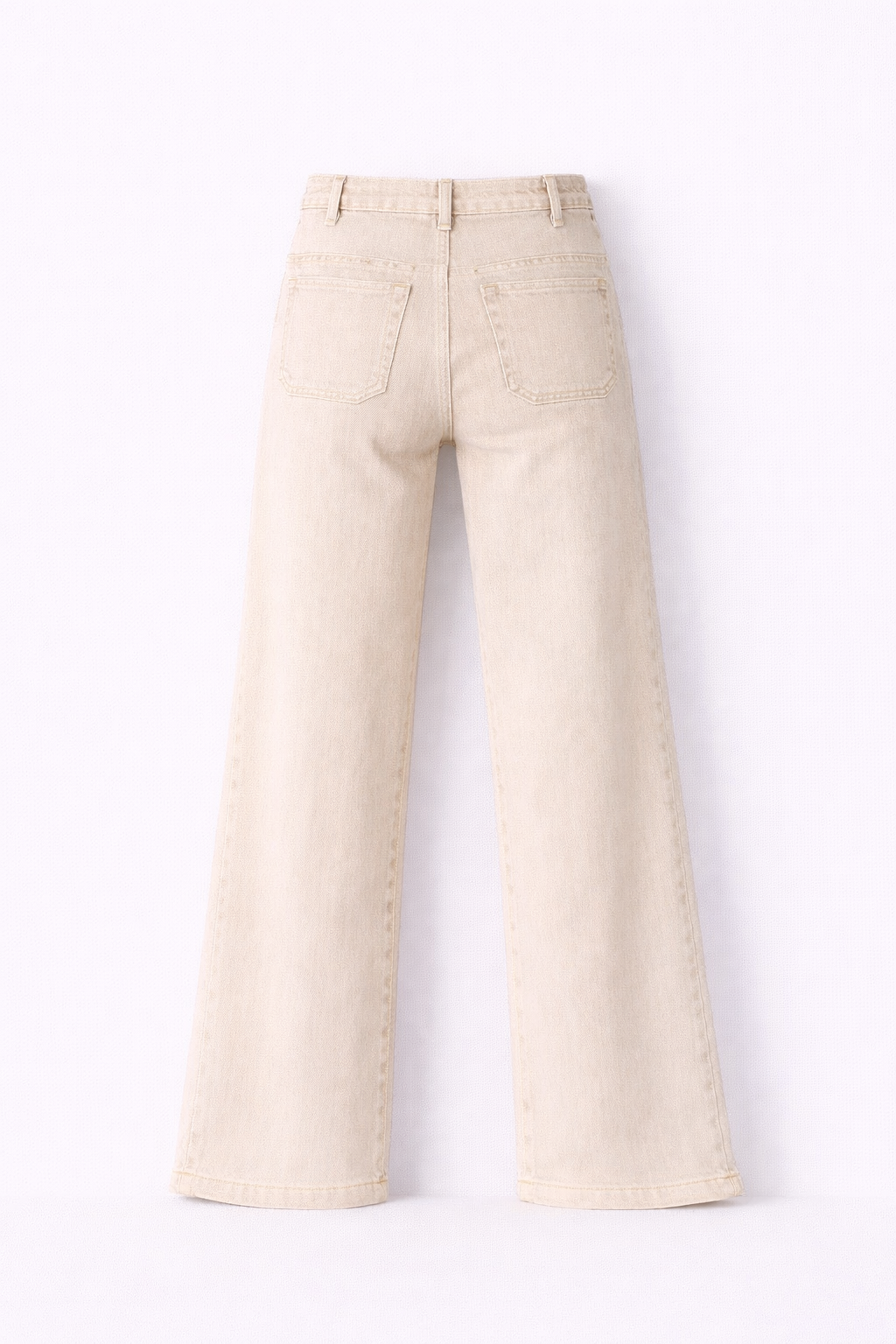 Jean wide beige taille haute boutonnée - Oraije