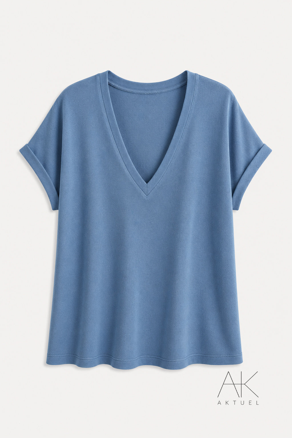 T-shirt en maille bleu Jean