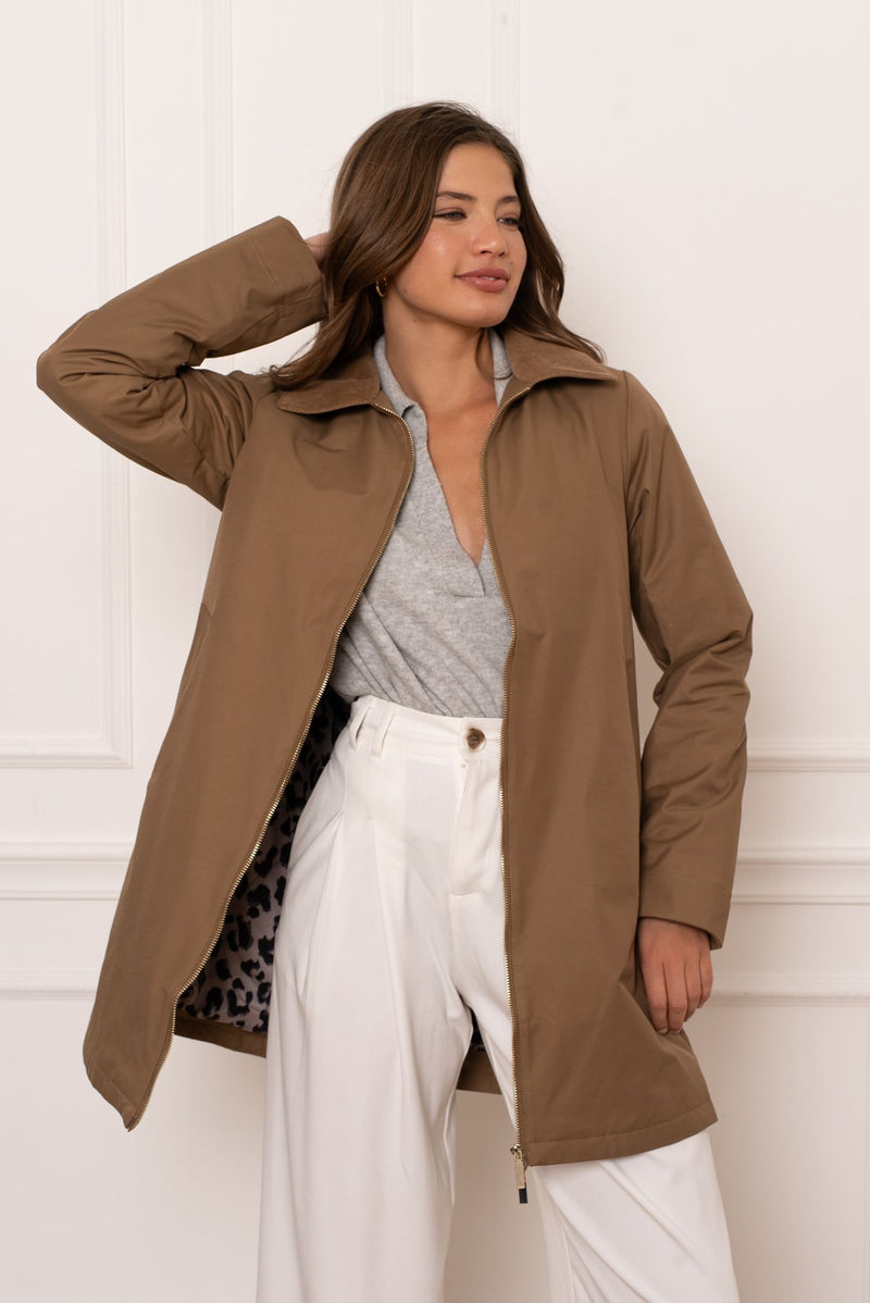 Parka longue déperlante camel