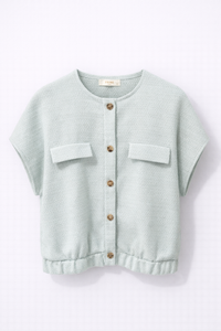 Veste courte en tweed vert d’eau