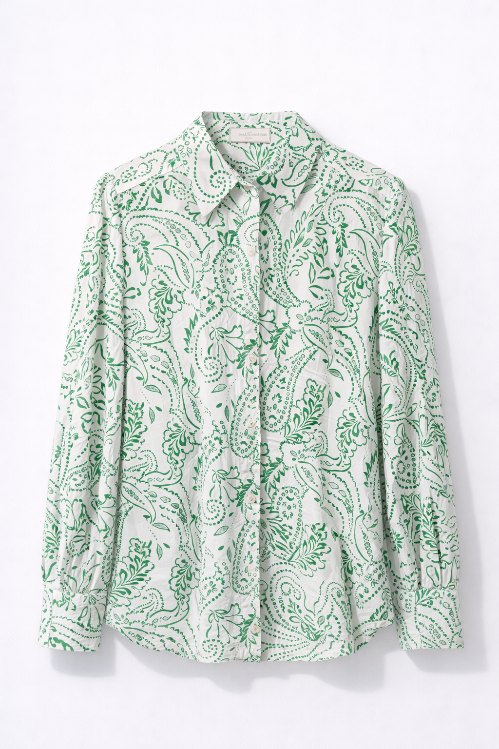 Chemise imprimée vert et blanc oversize