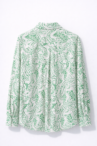 Chemise imprimée vert et blanc oversize